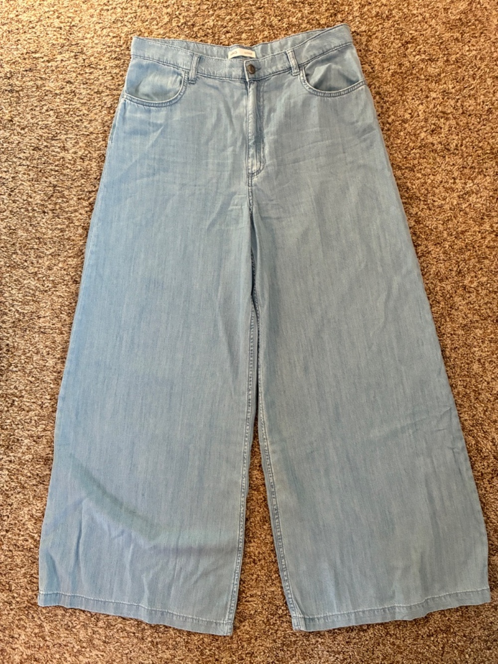 Mango Mid-Rise Palazzo Jeans Light Blue Size 10 - Picture 8 of 8